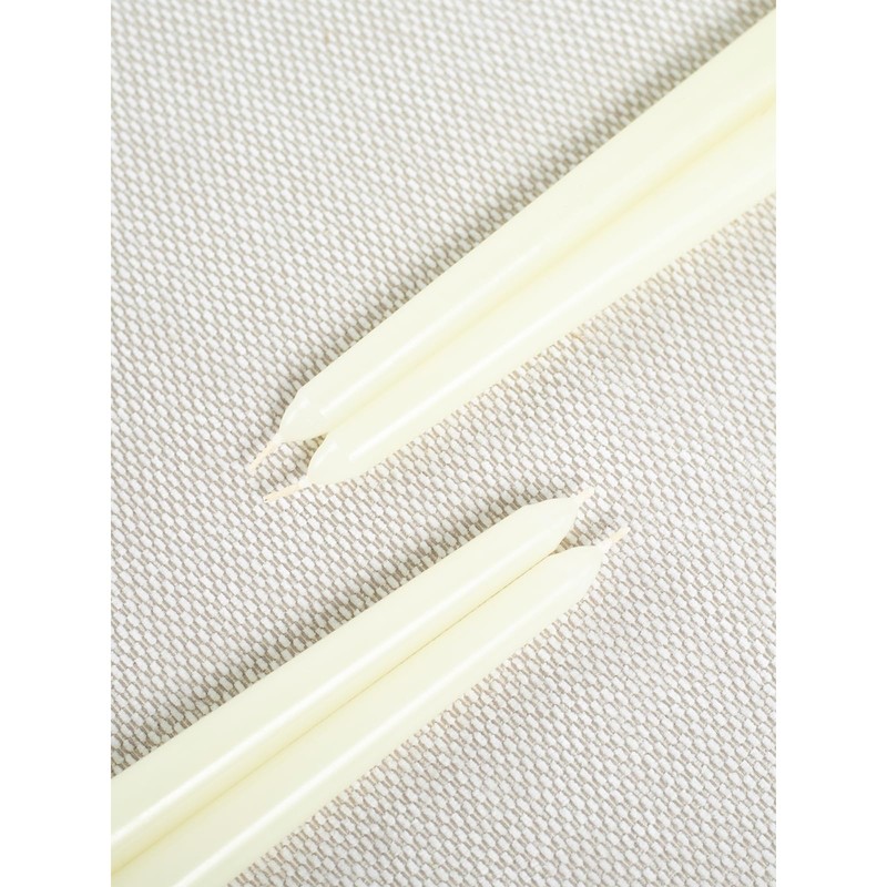 CANDWAX Ivory Taper Candles 8 inch Dripless - Set of