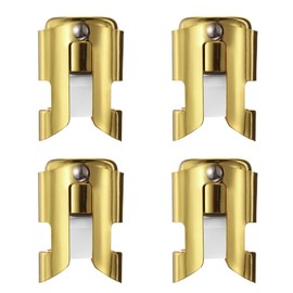 uxcell 4 Pcs Champagne Stopper Stainless Steel Cork Sealant Anti-Leak Bubble Retention Protection For Sparkling Wine,Light Gold