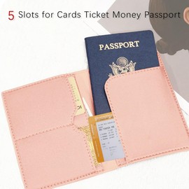 COSHAYSOO Initial Passport Cover and Luggage Tag Set with Chenille Letter Patch for Women Teenage Girls, 2 Pcs Double Passport Holder Best Bag Suitcase Identifier Pink B