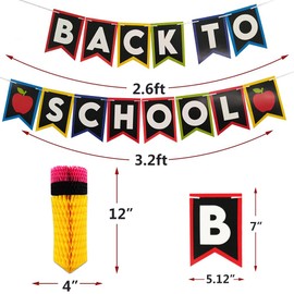Back to School Decorations Banner Pencils Hanging Honeycomb Decorations Welcome Partyprops First Day of School Party Supplies Decor Teacher Home Classroom School Office