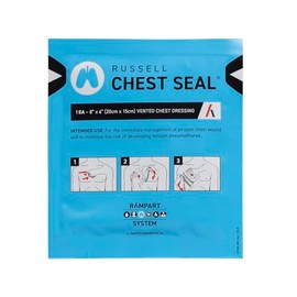 Russell Chest Seal, Vented Chest Dressing for Emergency Management of Open Chest Wounds