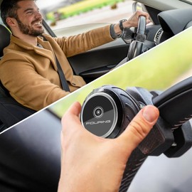 FOURING Universal Steering Wheel Spinner Knob - Smooth Black Finish | Fits Steering Wheels 0.5"-1.75" Diameter | Effortless Spinning for Cars, Trucks, Tractors, Boats, Semi-Trucks, Forklift & More