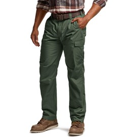 CQR Men's Winter Tactical Cargo Pants, Thermal Fleece Lined Outdoor Snow Ski Hiking Work, Ouray Green Kelp, 34W x 34L