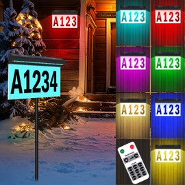 T-SUN Solar Address Signs for Yard,House Numbers for Outside,9 Color Modes