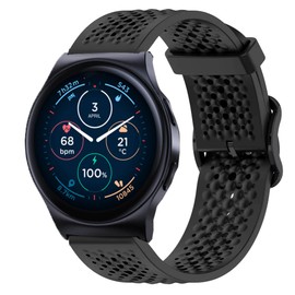 Lamshaw Compatible with Moto Watch 120 bands, 20mm, 22mm Silicone band with Metal Buckle Compatible with Moto 70, 100, 120, 360 3rd Gen 2020 Smartwatch (Black, 22mm size band)