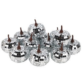 winemana 12 Pack Silver Pumpkin Fall Decor, Foam Glitter Pumpkins for Decorating Mini Artificial Craft Pumpkins for Thanksgiving Table Party Harvest Decorations