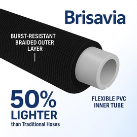 Brisavia Garden Hose 100 ft – Non-Expandable Lightweight & Flexible Water Hose, Leak-Proof Fabric Hose with Shut-Off Valve for Yard, Outdoor Watering, Car Wash & More