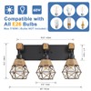 Rustic Style Wood Bathroom Wall Sconce，3 Light Bathroom Vanity Light