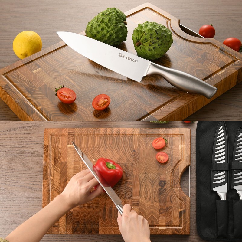 KATISUN Knife Set Roll Bag, 8 Pieces German High Carbon