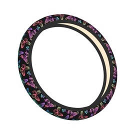 Funda para volante de mariposa de moda, color morado para mujeres, hombres y niñas, accesorios de automóvil, decoración antideslizante, de neopreno, para volante de automóvil, protector universal de