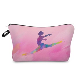 Livel lhood Gymnastics Makeup Bag Cute Small Makeup Organizer Bag Travel Toiletry Zipper Pouch Gymnastics Silhouette Cosmetic Bag Gift for Women Girls