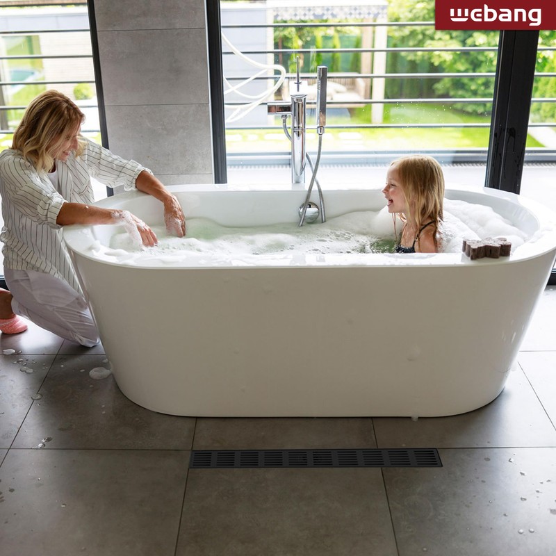 WEBANG 24 Inch Linear Shower Drain Rectangular Floor Drain with