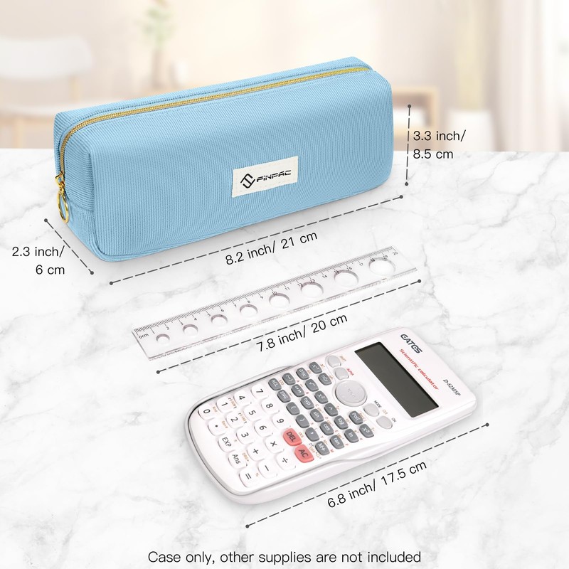 FINPAC Pencil Case, Corduroy Fabric Pencil Case, Large Capacity School