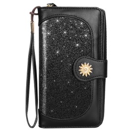 Ausein Carteras para Mujer de Piel, Monedero de cuero con Bloqueo RFID, Tarjetero Moda de Gran Capacidad con Cremallera, Billetera para Móvil de Dama Originales Minimalista, Regalo para Chica y Mujer