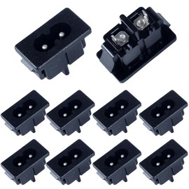 DMWD 10Pcs IEC320 C8 2-Pin Male Plug Power Socket Connector 2.5A 250VAC 7A 125VAC Straight Pin Panel Mount Snap-in Design for use with Low-Power Electrical appliances