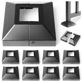 Hulave Split Post Base Cover, Fits 1.5"x1.5" Post/4"x4" Base, for Indoor/Outdoor Iron Railing, Fence, Stair Post Base Decorative Skirt Covers (8Pack-Black)