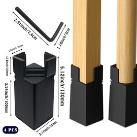 4 Pcs Adjustable Furniture Risers 4 Inch with Screw Clamp, Sturdy Desk Risers for Desk Legs, Bed Lifts Risers Heavy Duty, Table Risers for Chair Frame Width from 0.8-1.6in