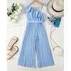 YOURUIKEY Girls' Jumpsuit Kid Ruffle Trim Halter Wide Leg Pleated