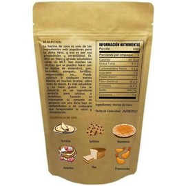 Harina de Coco Natural 500 g TODO KETO Alta en Fibra Baja en Carbohidratos Netos Sin Gluten Ideal para Repostería, Pan, Hotcakes y Tortillas Keto
