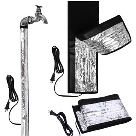 2 Pack Water Pipe Heat Blanket 39.4" x 6" Temperature Controlled Pipe Heater Wrap Aluminum Foil Freeze Protection Heating Cable for 1-1/4" Metal Plastic Pipes, 110V, Max Temp 140˚F