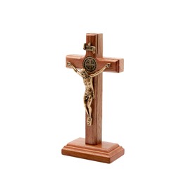 Intercession Wall and Table Wood Cross Crucifix (5 inches - Antique Gold)