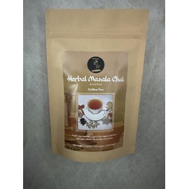 HERBAL MASALA CHAI - SPECIAL BLEND OF ORGANIC GINGER, ORGANIC TURMERIC, ORGANIC CARDAMOM, ORGANIC BLACK PEPPER, ORGANIC CLOVES, ORGANIC NUTMEG, ORGANIC CINNAMON, ORGANIC FENNEL SEED, CAFFEINE FREE, GREAT FOR HEALTH AND WELLNESS.