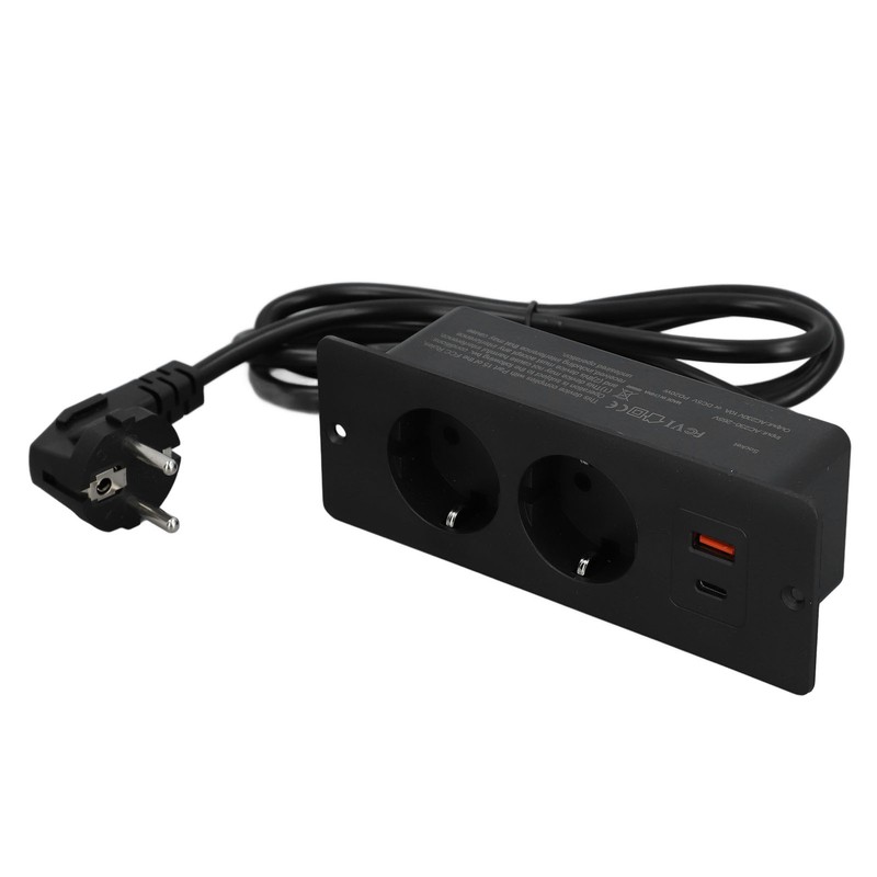 Recessed Socket 2 Outlets with PD20W USB C USB A