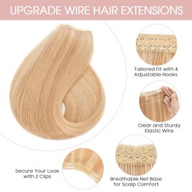 Real Hair Extensions with Transparent Cord, Silk-co Wire in Extensions Grey Blonde Mix Bleach Blonde 55 g, Secrets Hair Extensions, Hair Extensions for Women, 30 cm, #18P613
