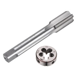 sourcing map 2pcs Tap and Die Set, 9/16-18 UNF Left Hand Thread Tap & Round Die, Tapping Threading Tool Tap & Die Kit for Nut Screw Bolt Thread Repair