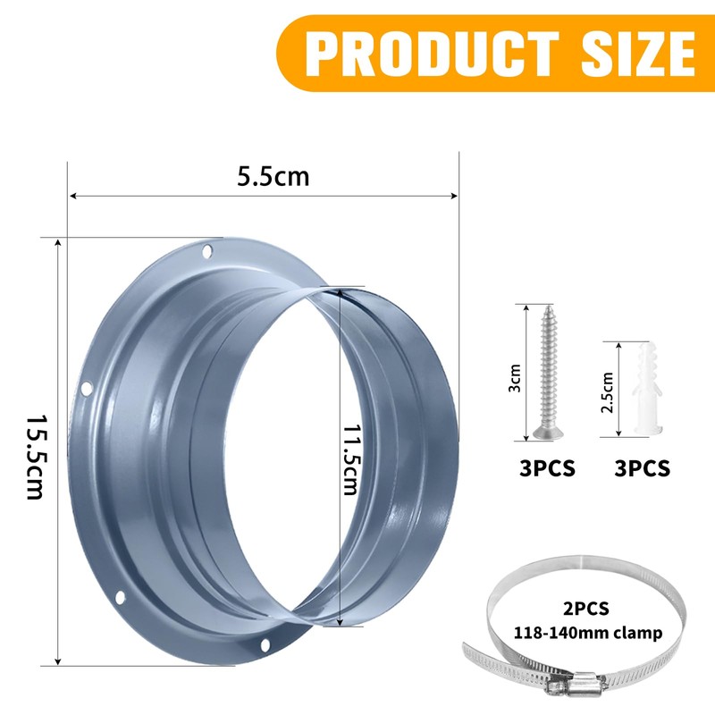 Wall Flange for Air Conditioning and Ventilation System Diameter 120