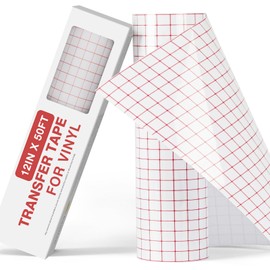 YRYM HT Clear Vinyl Transfer Paper Tape Roll-12 x 50 FT w/Alignment Grid Application Tape for Silhouette Cameo, Adhesive Vinyl for Decals, Signs, Windows, Stickers