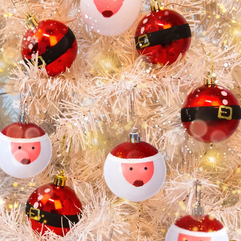 6cm 12pcs Santa Claus Christmas Ball Ornaments Set Decorative Tree