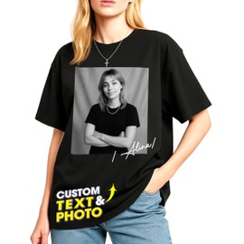 H-DEWALL Custom T Shirts with Name Custom Face Shirts Gifts for Best Friend Vintage Shirt for Men Women Customized Gifts for Birthday 90s Shirt Aesthetic Outfit