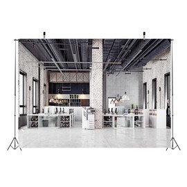 CORFOTO Fabric 8x6ft Office Backdrop Theme Photography Industrial Style Loft Building Interior Virtual Business Mansion Video Call Mini Session Conference Zoom Meeting Background Poster Curtain