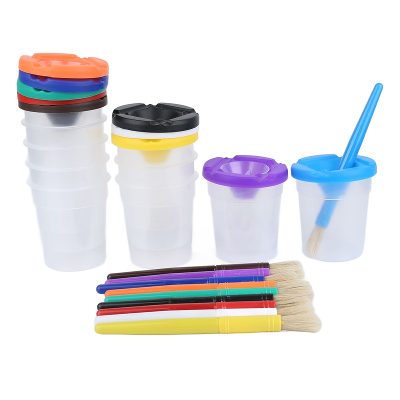 10 Pieces Spill Proof Paint Cups Kids Painting Set with