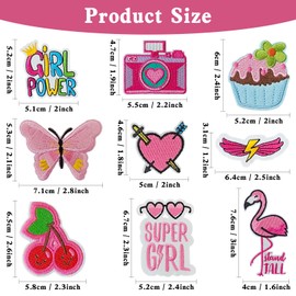 CXWLJL Pink Embroidered Patches Pink Theme Iron on Patches for DIY Sew Applique Repair Patch Cute Preppy Sew on Patches for Backpacks Pants Clothes Jeans - 32PCS