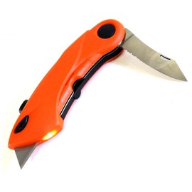 BLADE PRO 5-in-1 Folding Knife | Dual Blade with Smooth & Serrated Edges | Built-in LED Light & Extra Blade Storage | 6" (15.2 cm) Cutter Handle | Multi-functional Tool