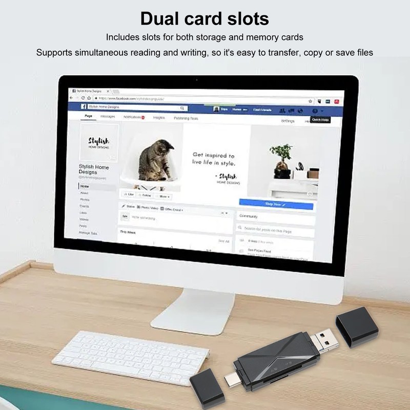 3 in 1 USB Storage Card Reader USB C USB