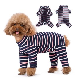 Dog Surgery Recovery Suit Protecting Wounds and Preventing Infection,Medical Suit for Female/Male,Dog Onesie Pyjamas for Medium and Small,Medical Pet Shirts (navy, L)