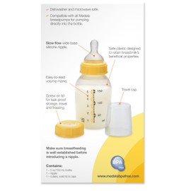 Medela Medela Breast Milk Storage Bottle, 5 Ounce Breastfeeding Bottle, Made Without BPA, Safe for Dishwashers and Microwaves