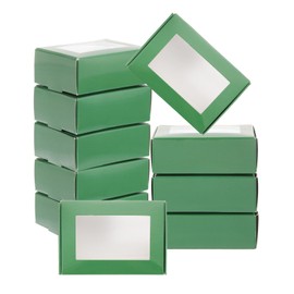 PATIKIL 3.4"x2.4"x1.2" Small Rectangle Kraft Paper Boxes with Window, 30 Pack Candy Party Favor Gift Box for Homemade Soap, Wedding Party Favor Treats, Jewelry Packaging, Emerald Green