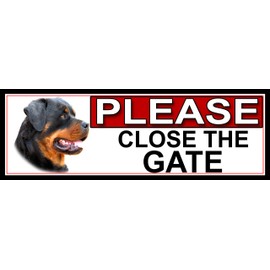 SHAWPRINT Rottweiler PLEASE CLOSE THE GATE METAL GATE SIGN 266mm x 87m. (871H2)