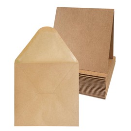 Set of 20 6 x 6 inch blank kraft paper cards with envelopes, 100 gsm envelopes, 300 gsm folding cards for greeting cards, invitations, birthday cards, thank you cards - 15.2 x 15.2 cm