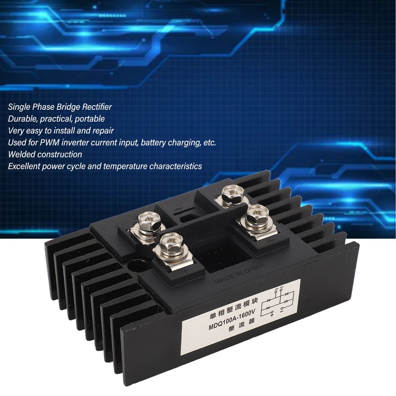 2Pcs Single Phase Bridge Rectifier 100A 1600V 4 Terminals Current