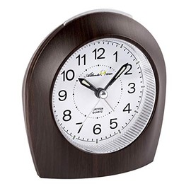 Atlanta 2508-20 Environmentally Friendly Alarm Clock without Ticking Wood Effect Walnut