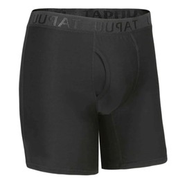 TAPUU Mens Underwear Anti Chafing Cooling Boxer Briefs with Fly (Black-Waistband 1*Pack, 2XL)