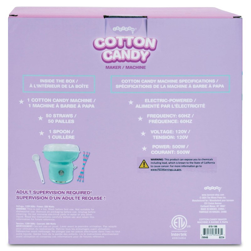 iscream Nostaligic Design Cotton Candy Maker Machine for Home and