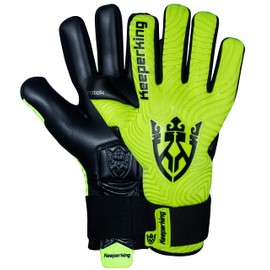 Keeperking Goalkeeper Gloves for Adults, Juniors, Men's, Unisex Football Gloves, Inner Seam, Professional Grip, 4 mm, Firm Fit, 11, Neon, Black, Negative Cut