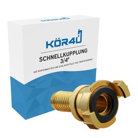 kör4u 3/4" Quick Coupling with Lock Nut and Hose Nozzle Brass