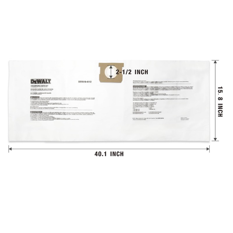 DEWALT DXVA19-4112 Fine Dust Bag Fits for 12-16 gallon Wet/Dry